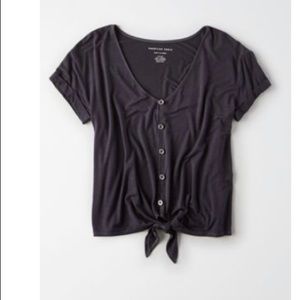 AE button up tie front tee